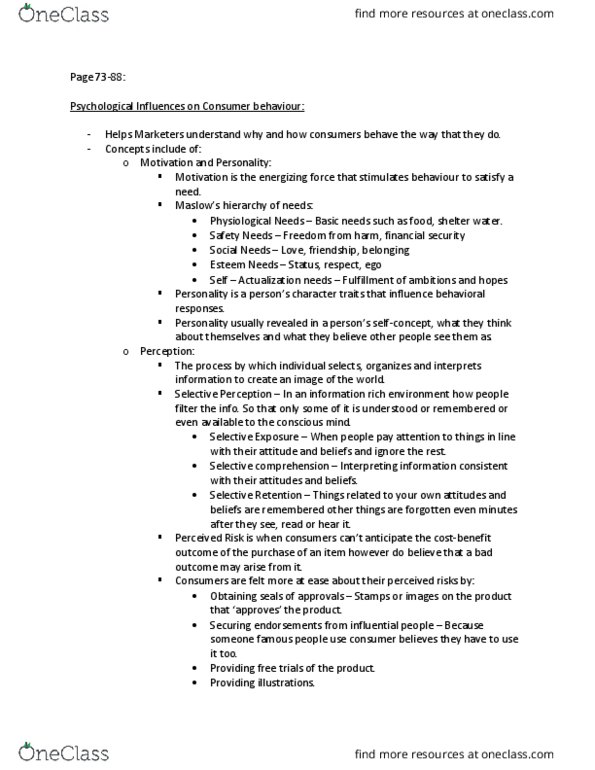 Management and Organizational Studies 1021A/B Lecture Notes - Lecture 1: Reinforcement, Consumer Behaviour thumbnail