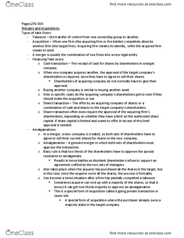 Management and Organizational Studies 1023A/B Lecture Notes - Lecture 3: Contingent Liability, Multinational Corporation, Insider Trading thumbnail