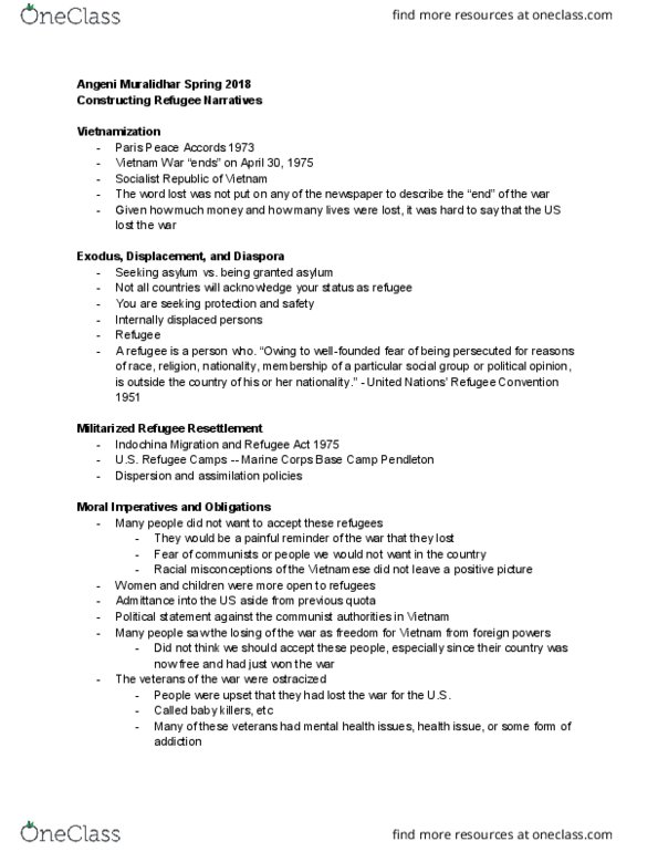 HUMAN 1C Lecture Notes - Lecture 10: Orange County, California, Marine Corps Base Camp Pendleton, Orderly Departure Program thumbnail