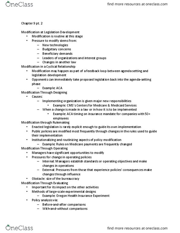 HSA 3150 Lecture Notes - Lecture 15: Policy Analysis, Rulemaking, Incrementalism thumbnail