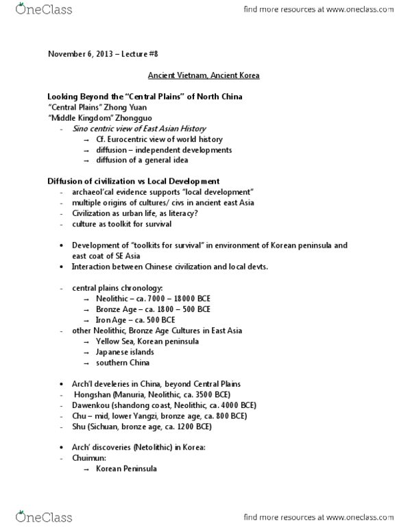 HIST 2710 Lecture Notes - Samhan, General Idea, Sinicization thumbnail