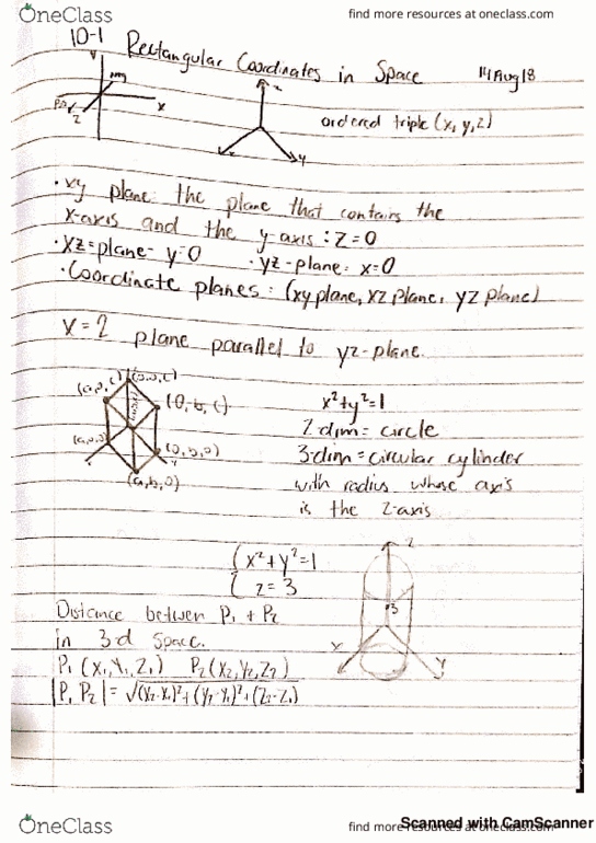 MATH 2203 Lecture 1: rectangular coordinates in space thumbnail