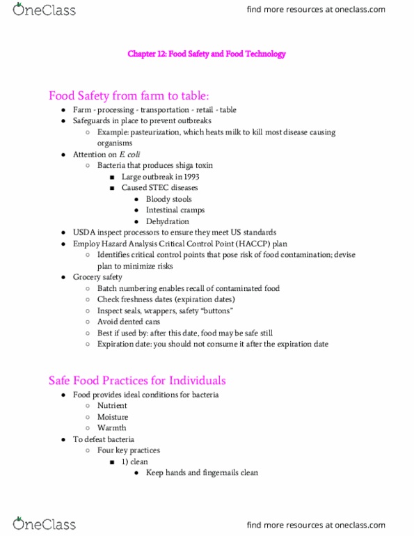 HPRM-205 Lecture Notes - Lecture 14: Pascalization, Bioaccumulation, Foodborne Illness thumbnail
