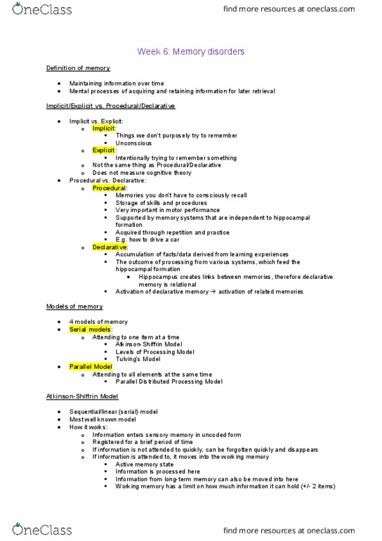 PSYC20006 Lecture Notes - Lecture 6: Psen1, Temporal Lobe, Executive Dysfunction thumbnail