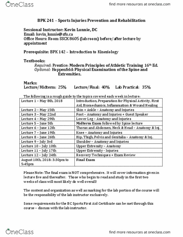 BPK 241 Lecture Notes - Lecture 1: Cheshire Regiment, Pelvis thumbnail