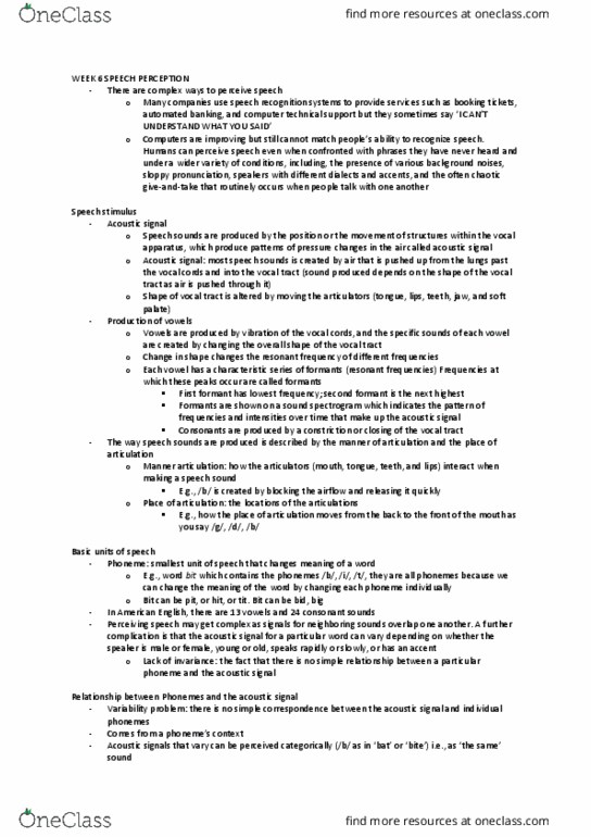 PSY3051 Lecture Notes - Lecture 6: Frontal Lobe, Auditory Cortex, Subjective Constancy thumbnail