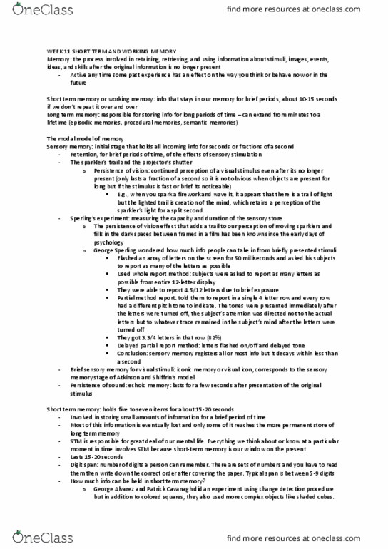 PSY3051 Lecture Notes - Lecture 11: Sketchpad, Perseveration, Prefrontal Cortex thumbnail