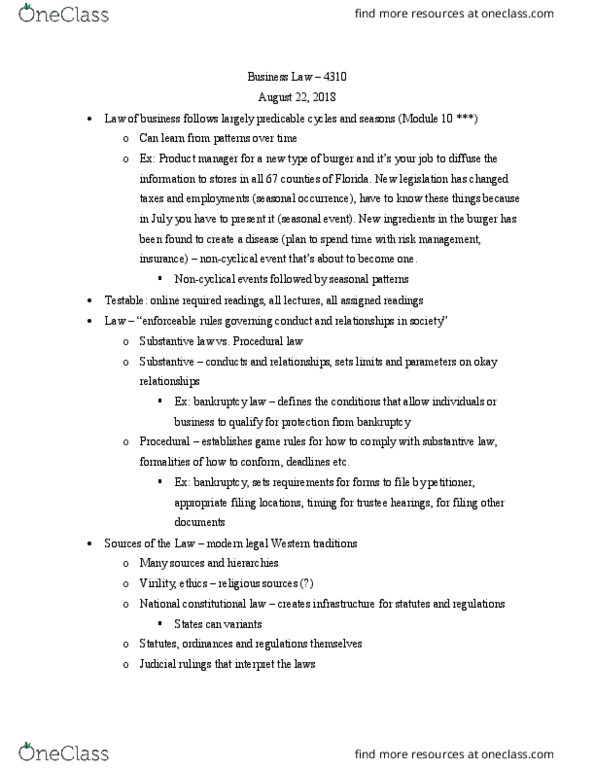 BUL 4310 Lecture Notes - Lecture 1: United States Constitution, Jumpstart Our Business Startups Act, Precedent thumbnail