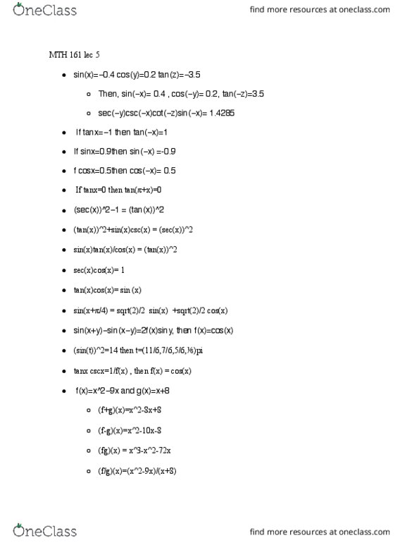MTH 161 Lecture 5: MTH 161 one class 5 thumbnail
