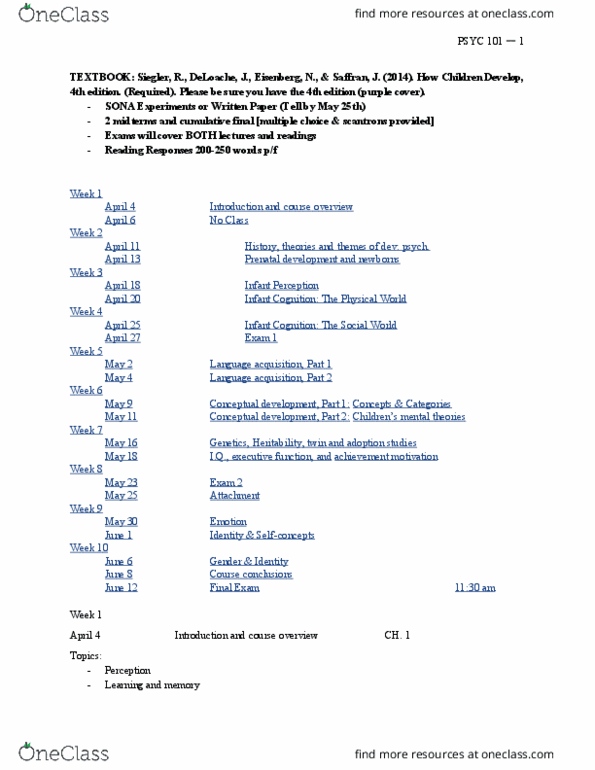 PSYC 101 Lecture Notes - Lecture 20: Language Delay, Konrad Lorenz, Stem Cell thumbnail