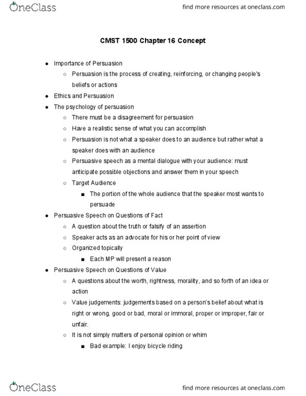 CMST-1500 Chapter Notes - Chapter 16: Comparative Advantage thumbnail