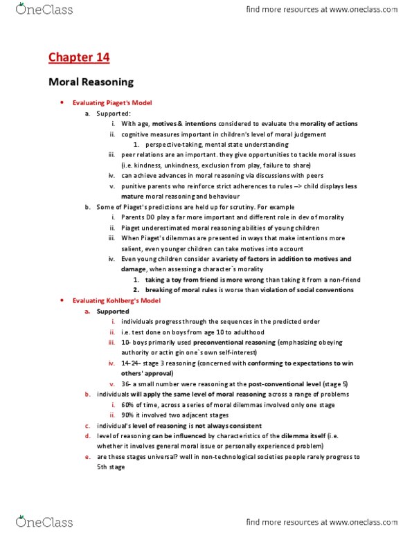 PSYC 351 Chapter Notes - Chapter 14: Moral Reasoning, Social Cognition, Collectivism thumbnail