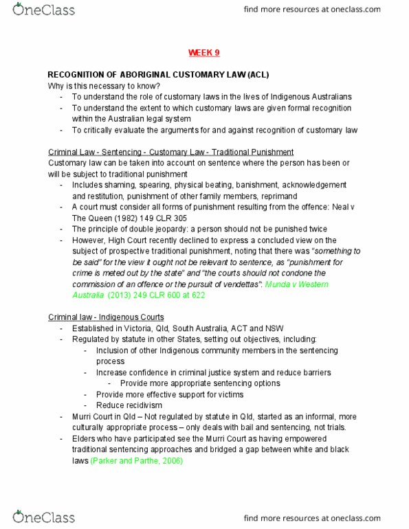 LLB104 Lecture Notes - Lecture 9: Constitution Of Australia, Northern Territory National Emergency Response, Section 51(Xxvi) Of The Australian Constitution thumbnail