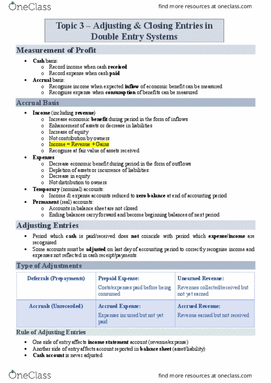 ACCT2112 Lecture Notes - Lecture 3: Retained Earnings, Capital Account, Cash Flow thumbnail