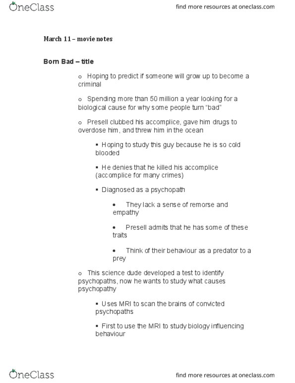 CRM 1301 Lecture Notes - Lecture 13: Attribution Bias, Hearing Test, Hard Determinism thumbnail