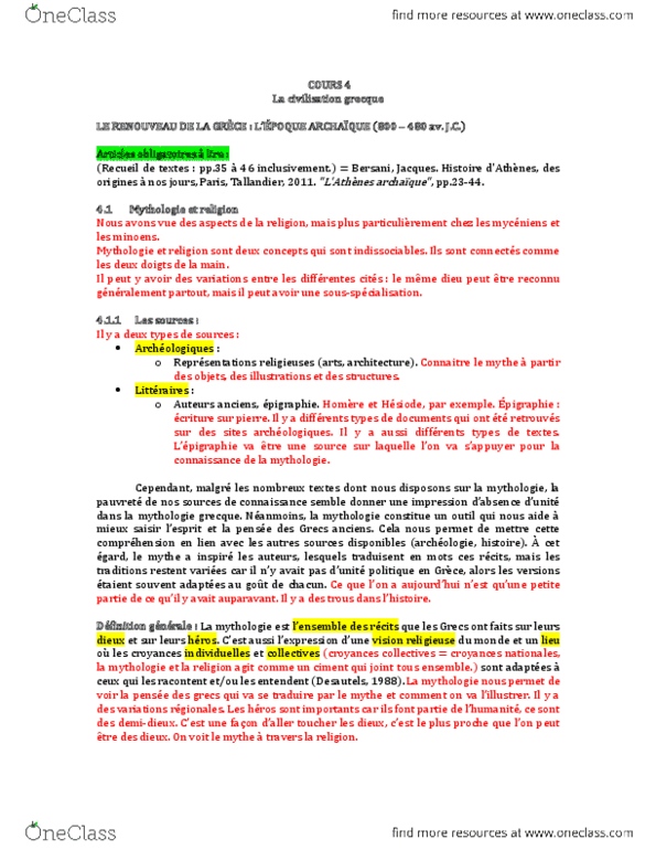 CLA 1501 Lecture Notes - Le Monde, La Nature, Euripides thumbnail