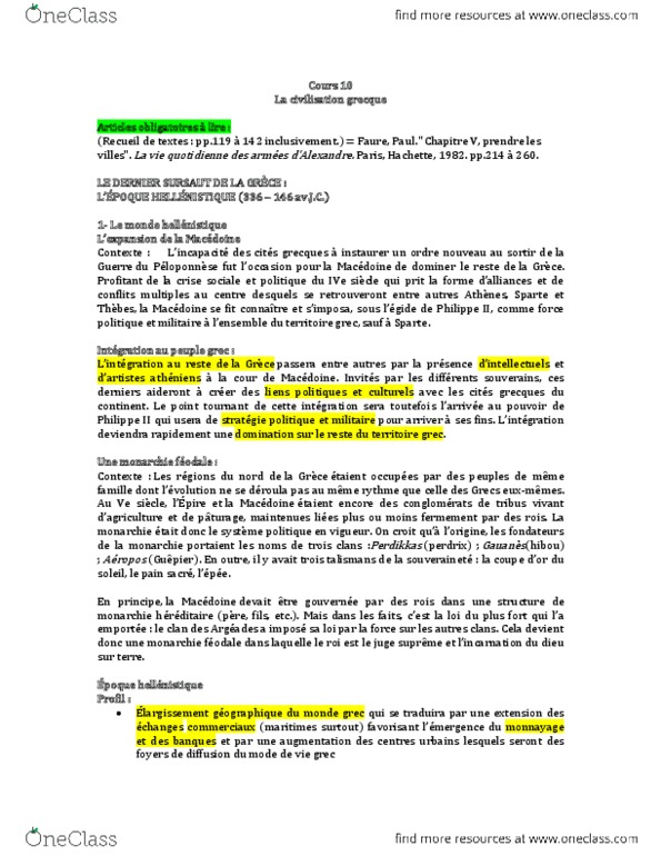 CLA 1501 Lecture Notes - La Coupe, La Crise, Foyers thumbnail