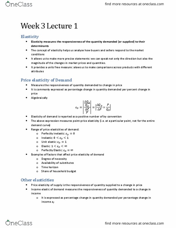 ECON10004 Lecture Notes - Lecture 1: Price Floor, Price Ceiling, Price Controls thumbnail