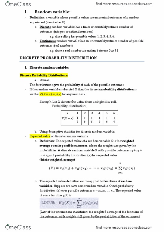 ECON10005 Chapter Notes - Chapter 3: Conditional Probability, Covariance, Conditional Variance thumbnail