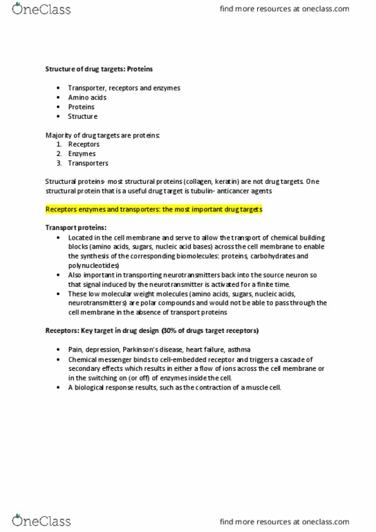 PCOL3012 Lecture Notes - Lecture 5: Thioether, Alpha Helix, Hydrogen Bond thumbnail