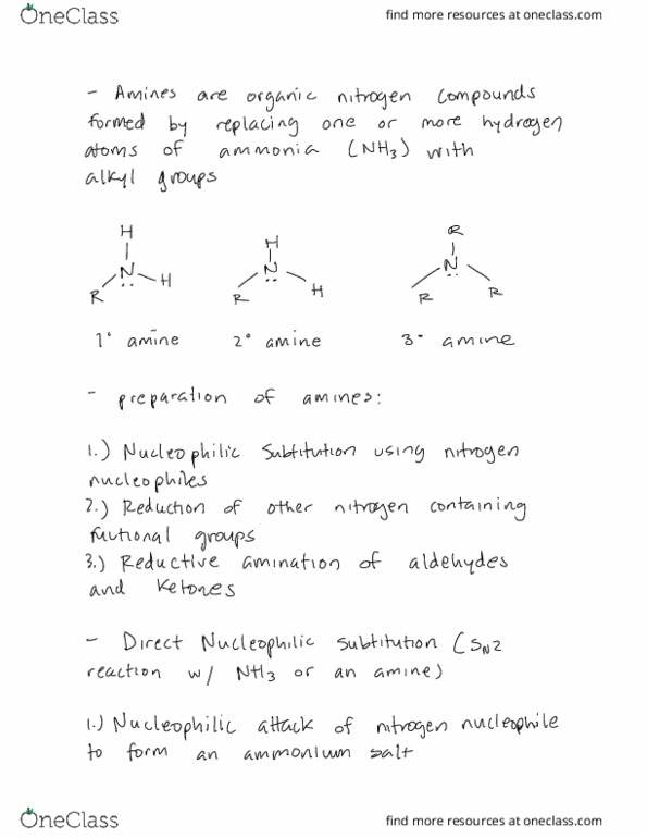 CHEM 342 Chapter Notes - Chapter 25.7: Reductive Amination, Nucleophile, Amination thumbnail