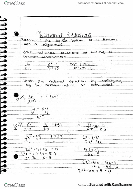 MATH 4495 Lecture 5: rational equations by solving thumbnail
