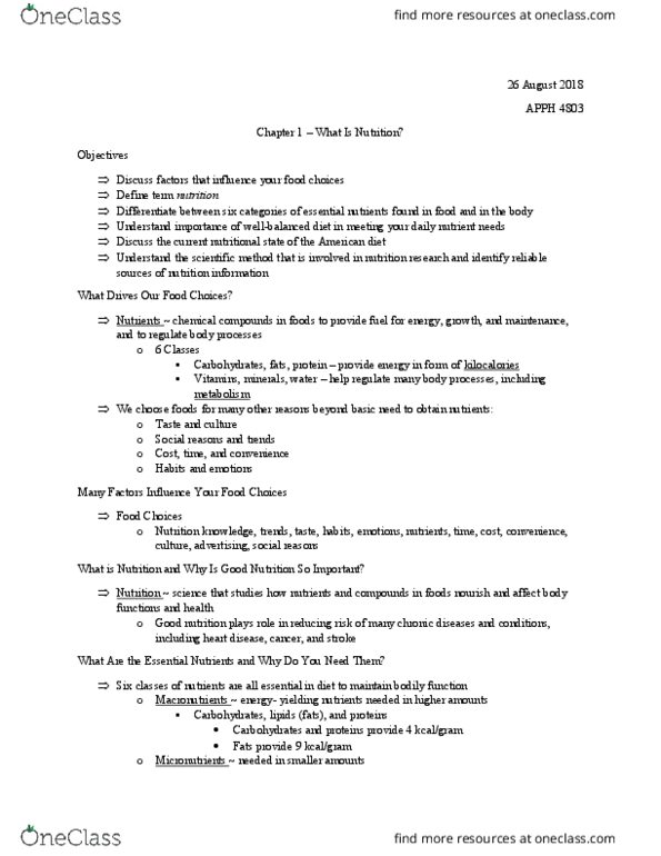 BIOL 4803 Lecture Notes - Lecture 1: Blind Experiment, Medical Nutrition Therapy, Scientific Control thumbnail