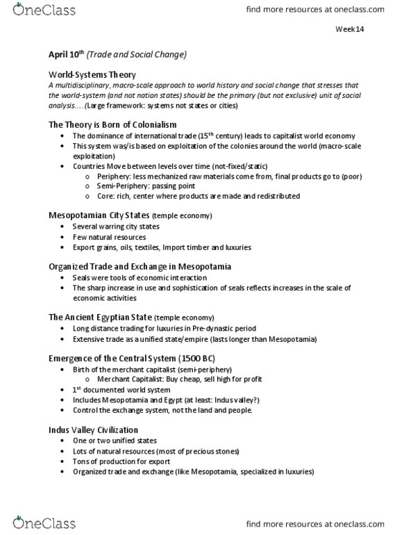 ANT 3101 Lecture Notes - Lecture 25: Sistema Central thumbnail