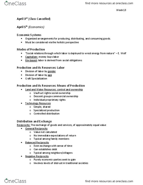 ANT 3101 Lecture Notes - Lecture 23: Market (Place), Usufruct thumbnail