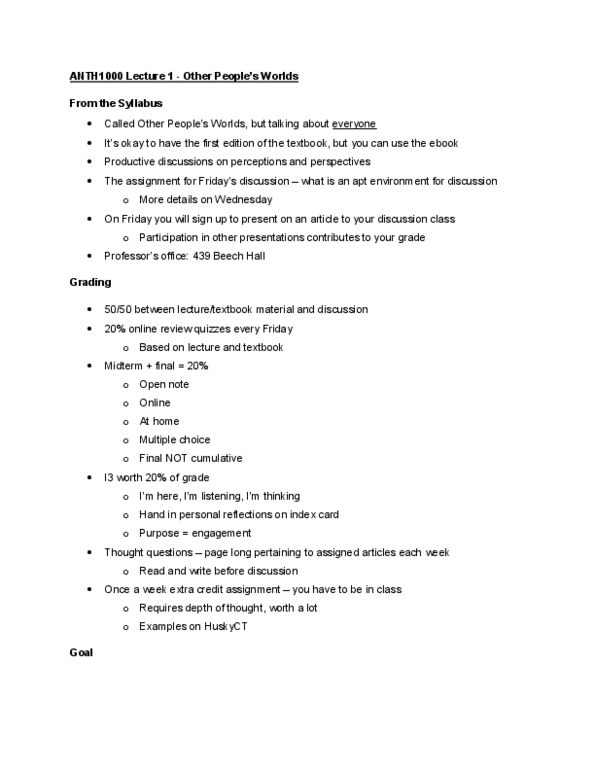 ANTH 1000 Lecture Notes - Lecture 1: E-Book, Multiple Choice cover image