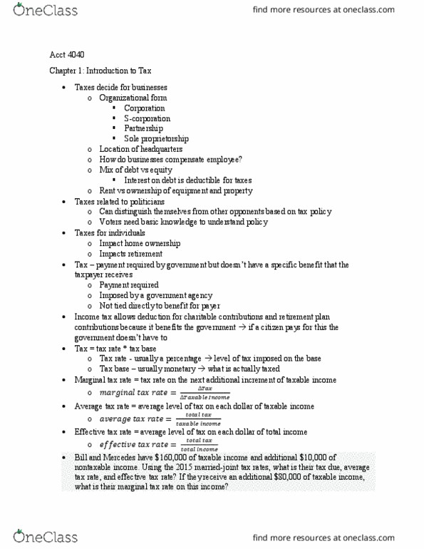 ACCT-4040 Lecture Notes - Lecture 1: Ad Valorem Tax, Reaction Rate Constant, Sales Tax thumbnail