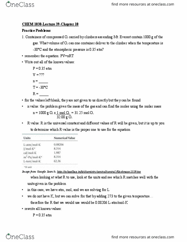 CHEM 1030 Lecture Notes - Lecture 39: Horse Length, Partial Pressure, Ideal Gas Law thumbnail