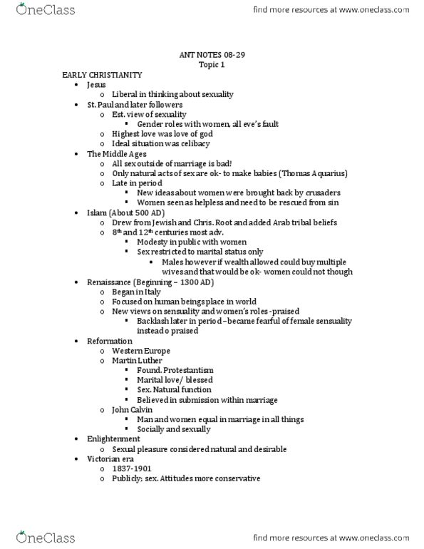 ANT-2301 Lecture Notes - Masters And Johnson, Stonewall Riots, Comstock Laws thumbnail