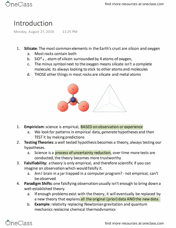 Gsc 103 Study Guide Fall 2018 Comprehensive Midterm Notes