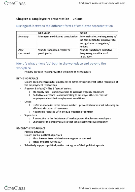 WORK1003 Chapter Notes - Chapter 6: Child Care, Australian Council Of Trade Unions, Proportional Representation thumbnail