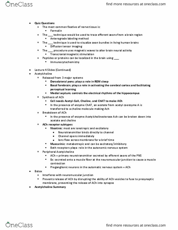 PSC 101 Lecture Notes - Lecture 5: Tryptophan, Serotonergic, Dopamine Receptor thumbnail