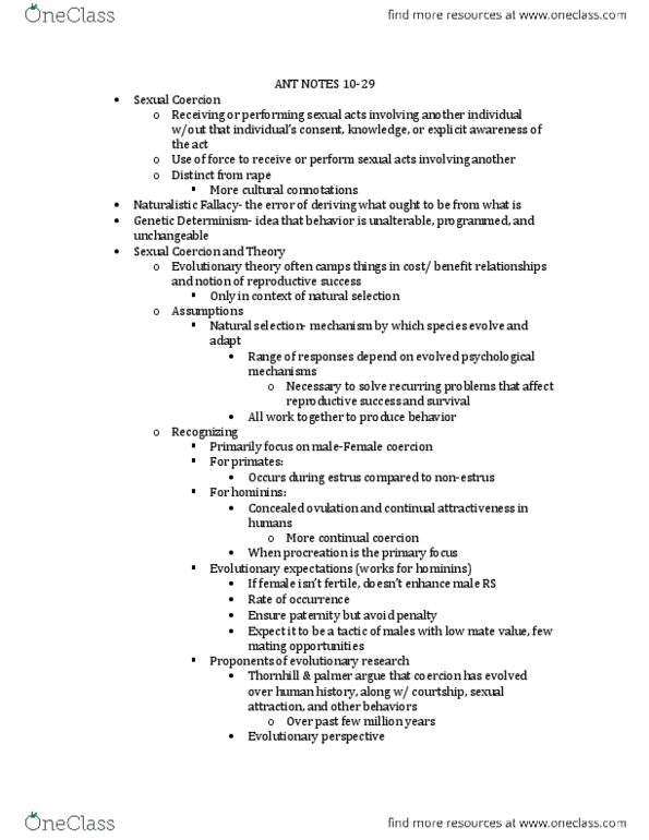 ANT-2301 Lecture Notes - Rape Of Males, Concealed Ovulation, Human Sexual Activity thumbnail