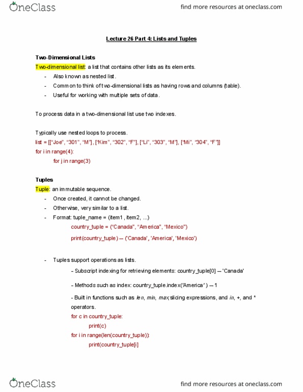 CMPT 120 Lecture Notes - Lecture 26: Coding Conventions thumbnail