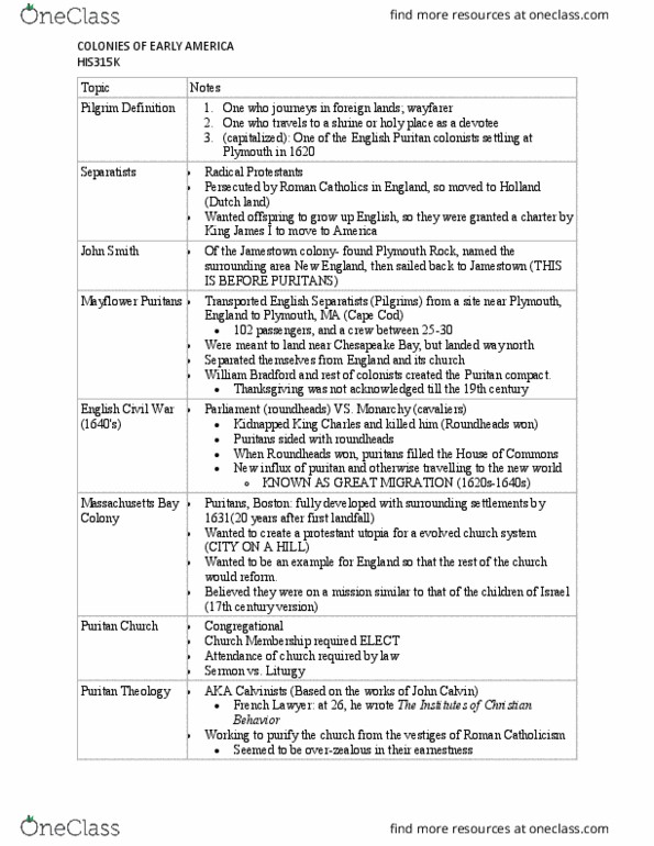 HIS 315K Lecture Notes - Lecture 2: Starving Time, Headright, Gallows thumbnail