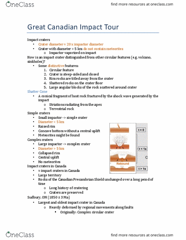 ERTH 2415 Lecture Notes - Lecture 3: Gravimeter, Impact Crater, Shatter Cone thumbnail