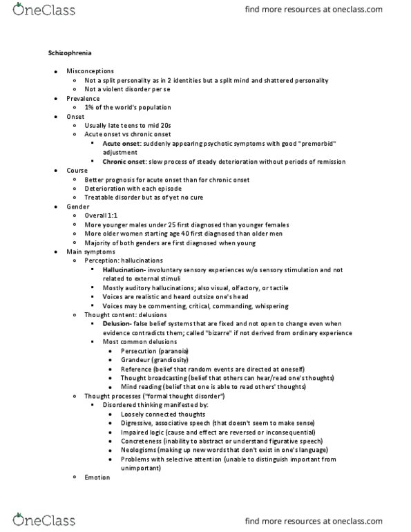 PSC 168 Lecture Notes - Lecture 14: Achievement Orientation, Reduced Affect Display, Disorganized Schizophrenia thumbnail