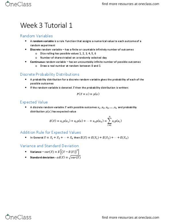 ECON10005 Lecture Notes - Lecture 3: Marginal Distribution, Joint Probability Distribution, Random Variable thumbnail