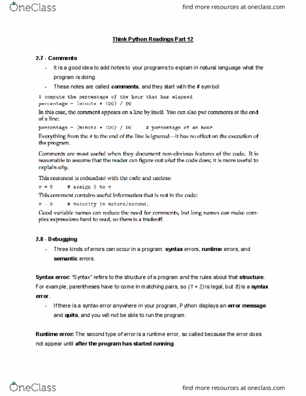 CMPT 120 Chapter Notes - Chapter 2: Reserved Word, Operand thumbnail