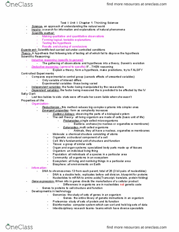 BIL 150 Lecture Notes - Lecture 2: Chloroplast Dna, Plant Cell, Macrophage thumbnail