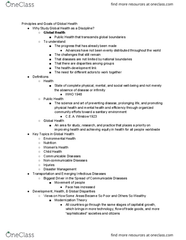 HSC 4624 Lecture Notes - Lecture 1: Marshall Plan, Millennium Development Goals, Land Degradation thumbnail