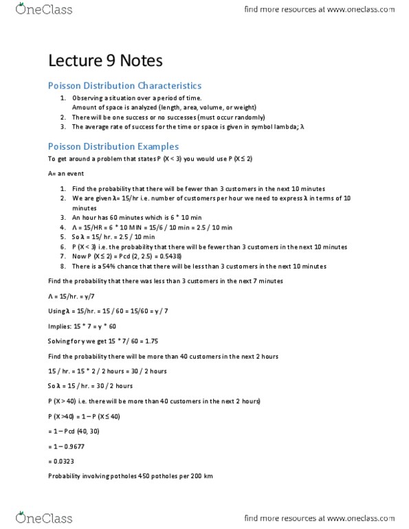 QMS 102 Lecture Notes - Lecture 7: Probability Distribution, Random Variable, Standard Deviation thumbnail