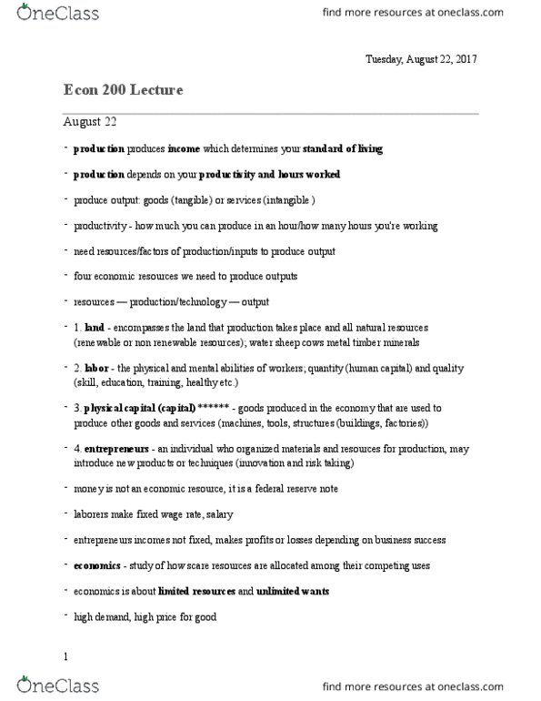 ECON 200 Lecture 1: Econ 200,University of Arizona,Lecture(p1) thumbnail