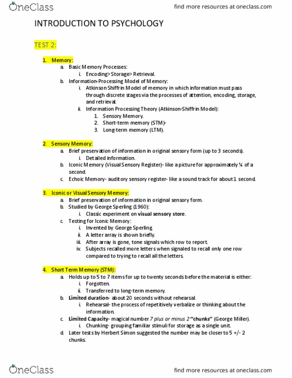 PSY 2012 Lecture Notes - Lecture 2: Belongingness, Display Rules, Encoding Specificity Principle thumbnail