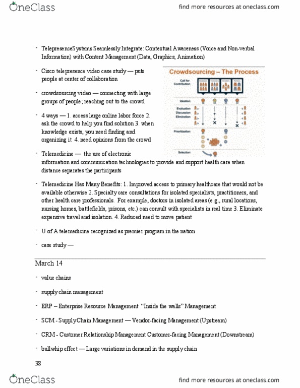 MIS 111 Lecture Notes - Lecture 38: Telemedicine, Customer Relationship Management, Crowdsourcing thumbnail