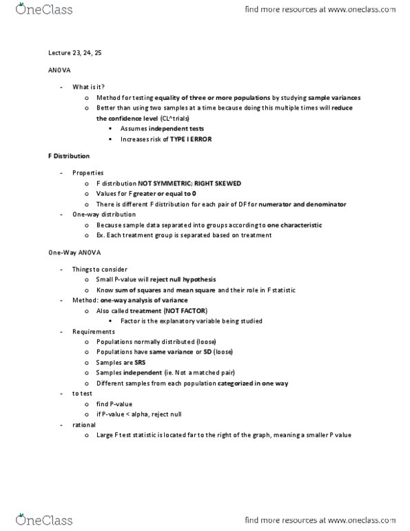 Biology 2244A/B Chapter Notes -F-Distribution, F-Test, Null Hypothesis thumbnail